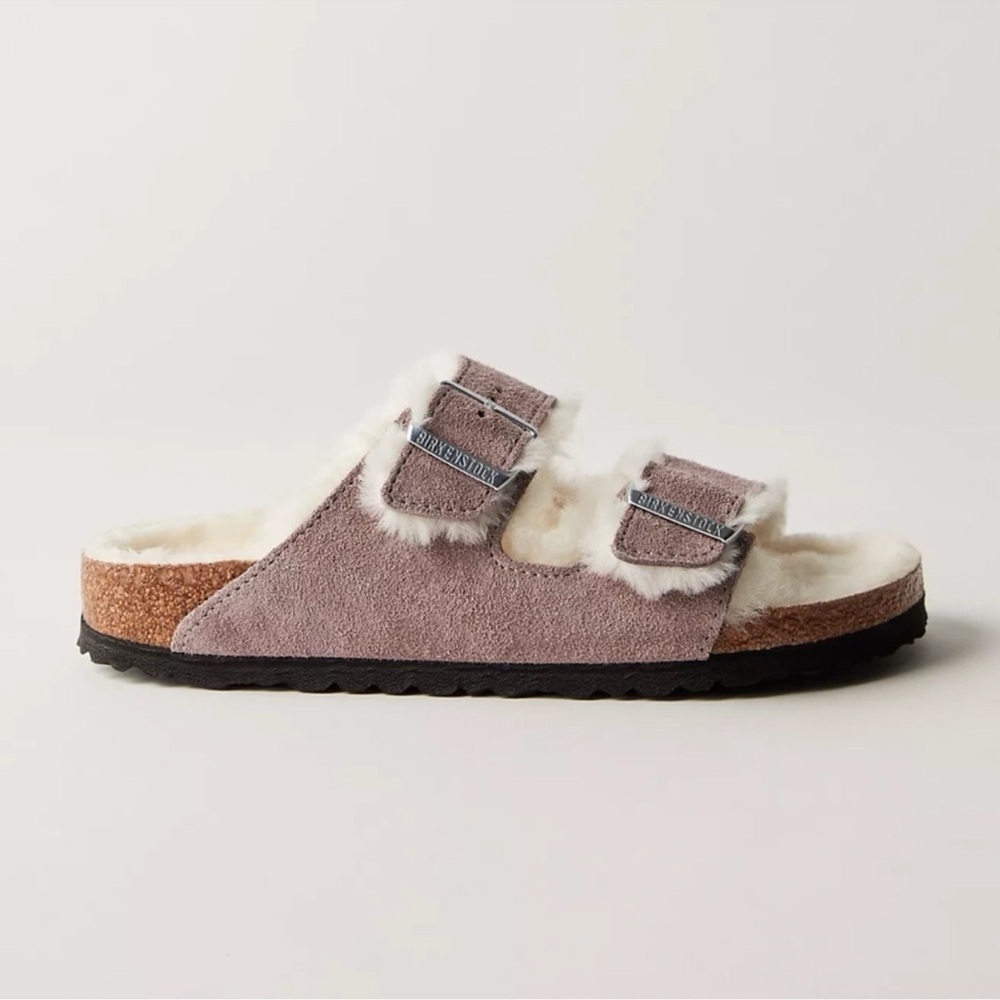 New Birkenstock Arizona Shearling Sandals Slides Purple Sherpa Purple Suede 39 - Picture 12 of 12